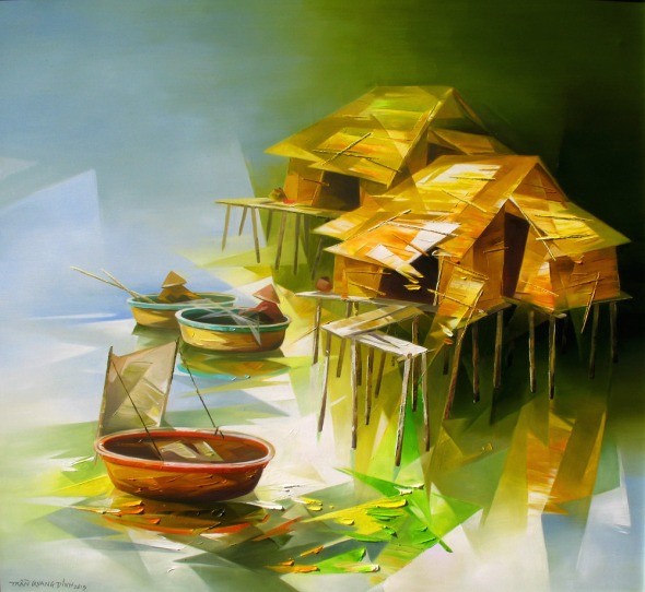 Viet Nam landscape oil painting in DC gallery