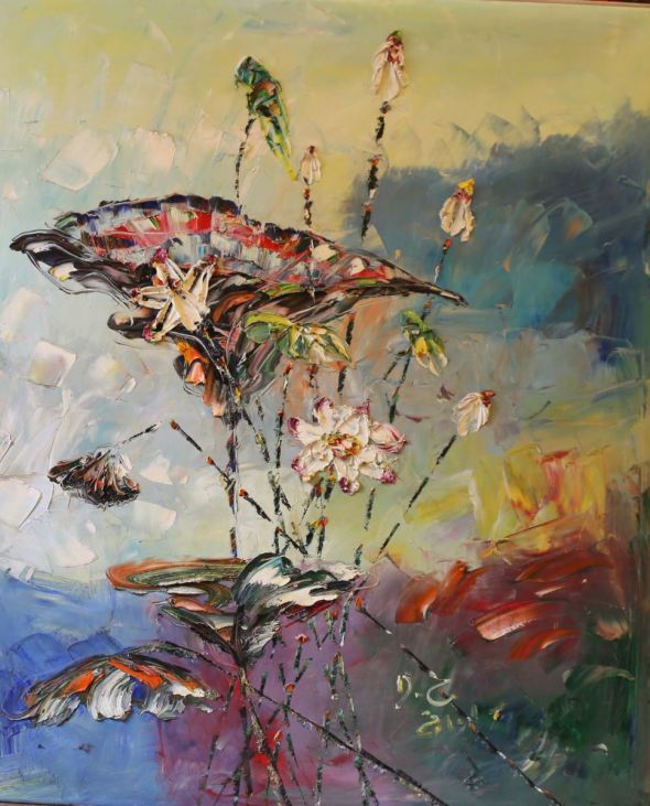 lotus flowers oil painting